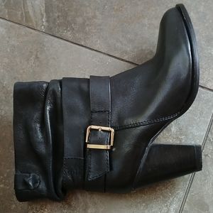Black leather ankle booties